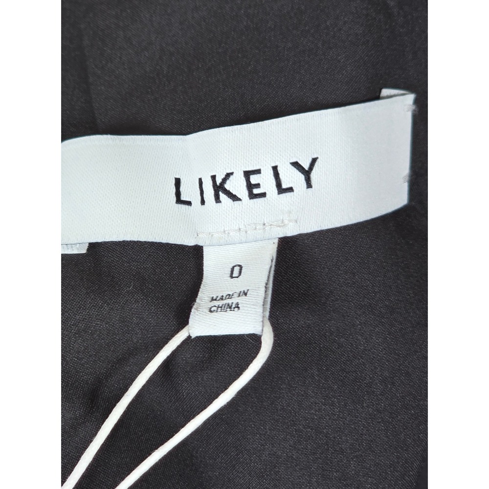 LIKELY Hadley Dress Black Halter Rhinestone Keyhole Ostrich Feather Hem Midi 0 - Picture 3 of 13